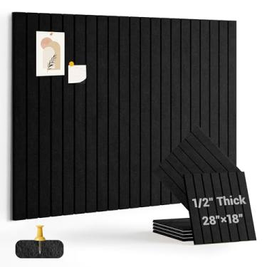 Imagem de AkuDecor Quadro de cortiça de 1,27 cm de espessura para escritório, pacote com 6 azulejos de parede de feltro - 71 cm x 45,7 cm com abas adesivas seguras, quadro de avisos grande, organizador de