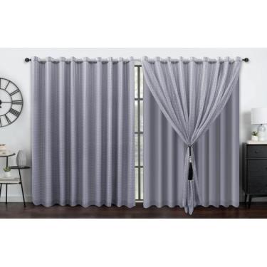 Imagem de Cortina voil xadrez 4.00 x 2.80 forro microfibra - J&C ACESSÓRIOS PARA