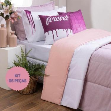 Imagem de Kit Conjunto de Edredom Hipercal 400 Fios Dupla Face em Tecido com Toq