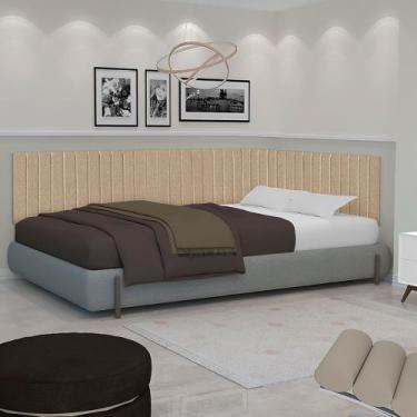 Imagem de Conjunto Cabeceira Casal Palito estofada Suspensa Lateral para Cama bo