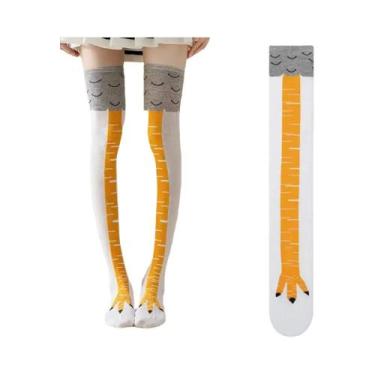 Imagem de Meias Longas Femininas Acima Do Joelho Com Estampa 3D De Patas De Gali
