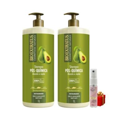 Imagem de Kit 2 Shampoo Tratamento restaurador Pós Quimica 1 L Bio Extratus + Pr