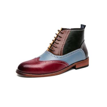 Imagem de Botas masculinas Chukka com cadarço de couro PU Brogue Oxford sapatos masculinos elegantes casuais, Multicor, 43