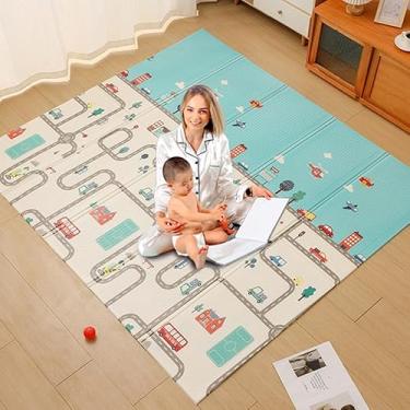 Imagem de Tapete de brinquedo para bebês para o chão 199 x 188 cm Reversível Dobrável Espuma Extra Grande Grossa Tapete para Bebês Impermeável Tapete de engatinhar para bebês e crianças Uso interno ao ar livre