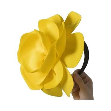 Imagem de Chapéu Fascinator Grande Com Flor Rosa Para Mulheres, Acessório De Cab
