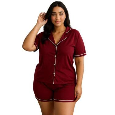Imagem de Pijama Americano Blogueirinha Com Botões Plus Size 50 ao 56 - c11 BREN