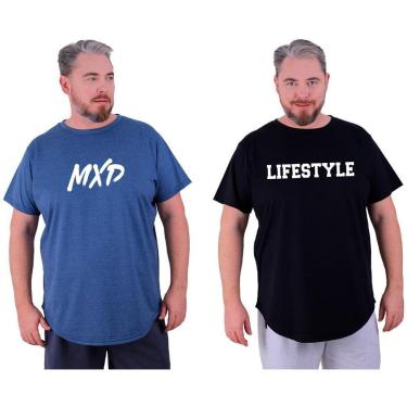 Imagem de Kit 2 Camiseta Longline Plus Size Masculina MXD Conceito Estampado Academia Casual Treino-Masculino