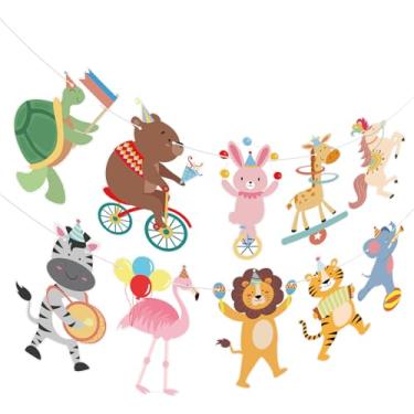 Imagem de Adecortalk Faixa de animais de festa, decorações de festa de aniversário, animais de circo, guirlanda para crianças, zoológico, carnaval, circo, artigos de festa