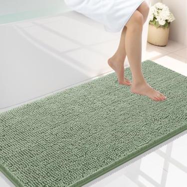 Imagem de Smiry Tapetes de banheiro luxuosos de chenille 114 x 68 cm, tapete de banho felpudo extra macio e absorvente, lavável na máquina, tapete de pelúcia antiderrapante para banheira, chuveiro e piso