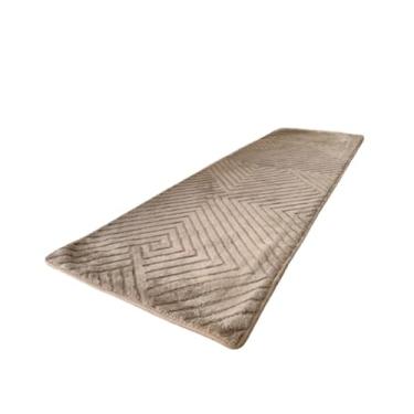 Imagem de Tapete 60x200cm Passadeira Antiderrapante Geométrico para Corredor Sala quarto Cozinha Fácil de Limpar (Linha Marrom)