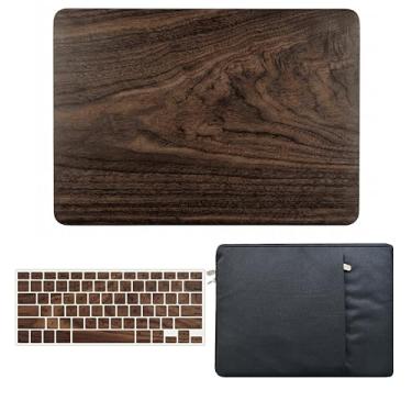 Imagem de KECC Compatível com MacBook Pro 16 polegadas Capa 2021 2022 Release M1 Pro/Max A2485 com Touch ID Plástico Rígido + Capa de Teclado + Manga + Protetor de Tela (Madeira de Nogueira)