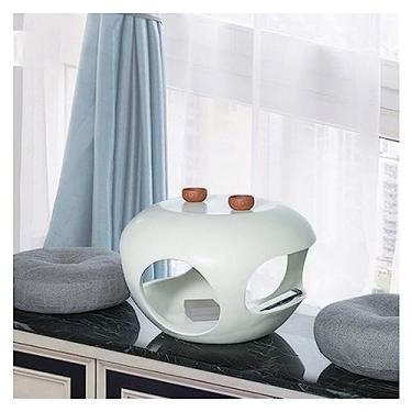 Imagem de Mesa lateral pequena para sala de estar, mesa lateral de decoração de casa moderna com prateleira de armazenamento, mesa de café pequena totalmente montada, mesa de chá, mesa de lanche, mesa de centro