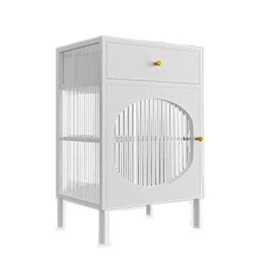 Imagem de Mesa de cabeceira moderna com gavetas e armário de armazenamento, mesa de cabeceira moderna mesa lateral mesa de centro para quarto, sala de estar, mesa de centro pequena (branca)