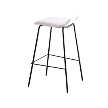Imagem de Banquetas de bar simples multiuso banco alto de ferro cadeira de bar cafeteria cadeira ilha preto moderno banco de bar moderno (branco)