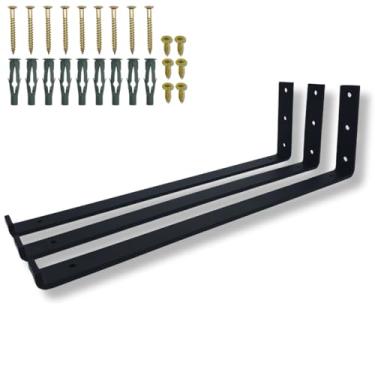 Imagem de 3 Suportes 40cm Mão Francesa De Parede Para Prateleira Aço Resistente Em L Estilo Moderno (Preto)