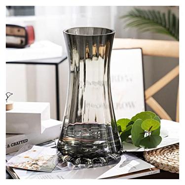 Imagem de Arranjo de flores nórdico moderno vaso transparente minimalista dourado preto vaso de vidro sala de estar decoração de flores ornamentos centros de mesa (grande)