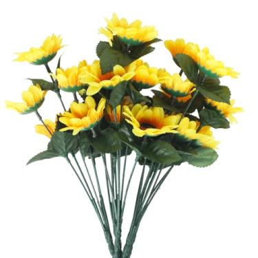 Imagem de TONSHEN Flores falsas artificiais, vaso de flores para pendurar na parede, decoração de ferro dourado, flores de plástico artificial falso para plantador, decoração de varanda e varanda (5 peças de