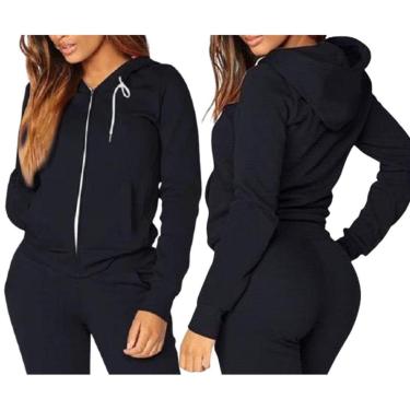 Imagem de Blusa Moletom Feminina Com Zíper e Capuz Inverno Diversas Ocasiões-Feminino