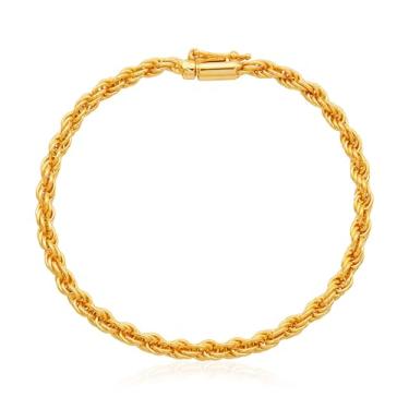 Imagem de Pulseira Masculina De Moeda Antiga Banhado A Ouro 18k - Elo Baiano 4mm (19CM)