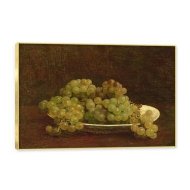 Imagem de Moldura dourada. Arte vintage emoldurada de frutas mortas, pintura clássica de cozinha country, decoração de parede de casa de fazenda quente para sala de jantar e cozinha. C12. 50 x 75 cm-19,7 x 29,6