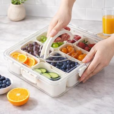 Imagem de Organizador Multiuso para Geladeira e Armários com Tampa Hermética – 8 Compartimentos Removíveis, BPA Free, com Alça e Travas – 1,1L