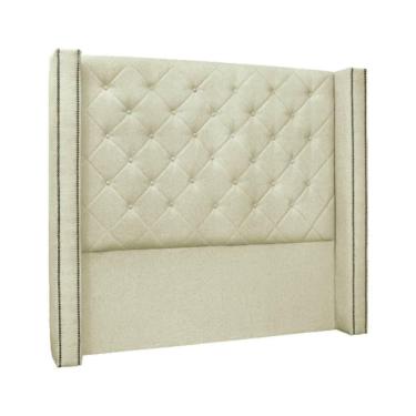 Imagem de Cabeceira Solteiro 0,90m Com Matelassê E Tachas Em Tecido Linho Imperial – Lucadi Rústico Natural