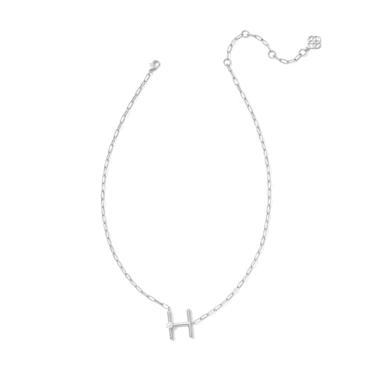 Imagem de Kendra Scott Colar feminino com pingente de pérola e letra H, prata, branco, pérola, tamanho único, One Size, Latão, Pérola