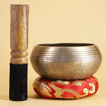 Imagem de Novo Nepal Conjunto de tigelas de canto tibetanas feitas à mão para parede decorativa - Pratos de ressonância Tigela de canto (Cor: 14,5 cm) (14,5 cm)