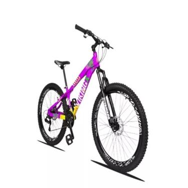 Imagem de Bicicleta Vikingx Aro 26 Câmbios Shimanos 21v Lílas Amarelo
