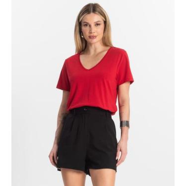Imagem de Blusa Básica Feminina Meia Malha Rovitex Vermelho, GG, Vermelho