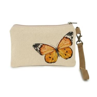 Imagem de COTT N CURLS Bolsa feminina de borboleta monarca - 12 x 43 bolsas de borboleta para mulheres, estampa colorida, lona e couro, bolsas de mola, presentes de primavera para mãe, irmã, amiga, avó