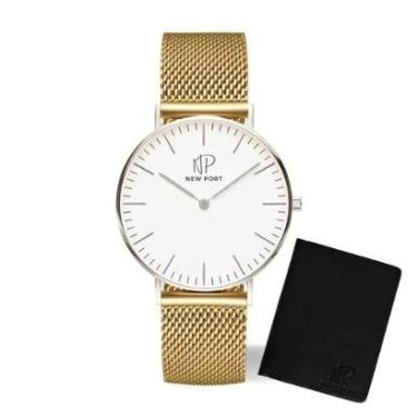 Imagem de Relógio Masculino Analógico Dourado Elegante 40mm + Carteira-Masculino