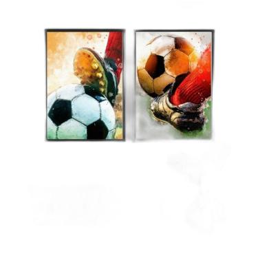 Imagem de Kit 2 Quadros Aquarela Futebol- Bola E Chuteira 2 45X34Cm