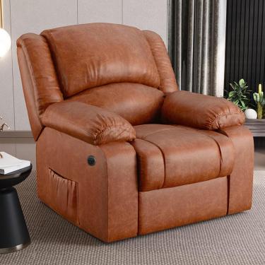 Imagem de Poltrona do Papai Reclinável Sala de Cinema Madrid Power Elétrica PU Caramelo Brilho  G26