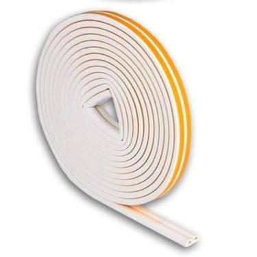 Imagem de Fita adesiva branca de vedação, com 6 metros de comprimento, para redução de ruído e isolamento acústico de portas e janelas.
