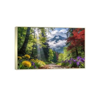 Imagem de Impressão em tela de paisagem pronta para pendurar - árvore de floresta - pintura de arte de parede - decoração de casa moderna imagem moldura prata 30 x 50 cm 12 x 20 pol