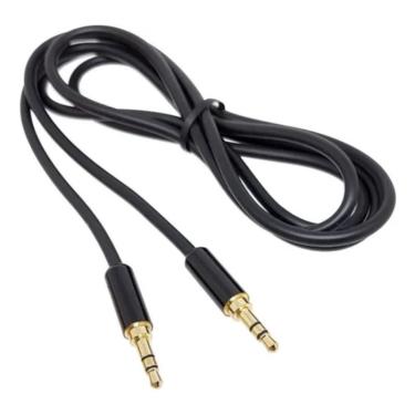 Imagem de Cabo Auxiliar P2 Stereo Plug Dourado 1,2m Preto Para Player