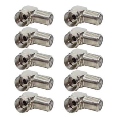 Imagem de 10 Adaptador Coaxial Plug Fêmea X Plug Macho 90°