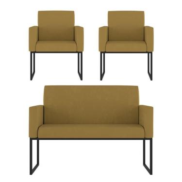 Imagem de Kit 2 Poltronas + Namoradeira 2 Lugares Para Recepção Capuccino