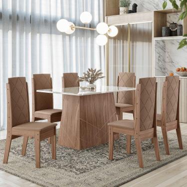Imagem de Conjunto De Sala De Jantar 1,35 Com 6 Cadeiras Amêndoa 73B