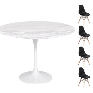 Imagem de Conjunto Mesa Redonda 107cm + 4 Cadeiras Preta