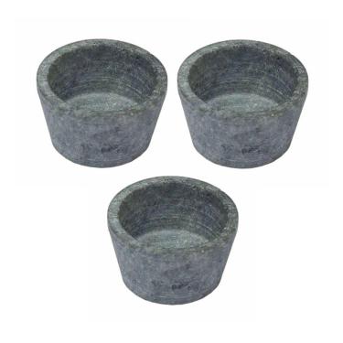 Imagem de Kit 3 Mini Molheira Tigela Molho Petisco Em Pedra Sabão 80Ml