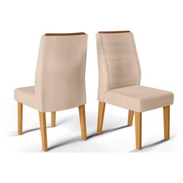 Imagem de Kit 2 Cadeiras Sala Jantar Ondina 2 Un Cedro Linho Saara Bege