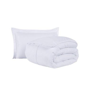 Imagem de Kit Cobre Leito Ravena To Decorando Solteiro 2 Peças Micropercal 200 Fios Toque Acetinado 100% Poliéster - Branco