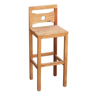 Imagem de Banqueta Colonial Alta Com Encosto Madeira Maciça Natural