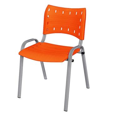 Imagem de Cadeira Iso Base Cinza, Igreja, Escola, Escritório - Laranja Kit 1 Peça