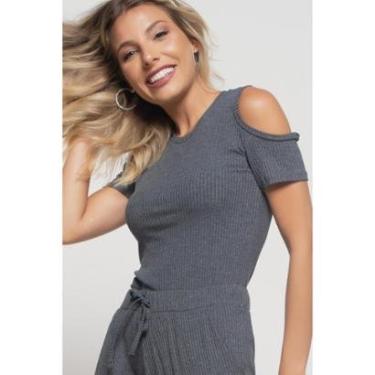 Imagem de Blusa Canelada Manga Curta Ombro Vazado Salvatore Fashion-Feminino
