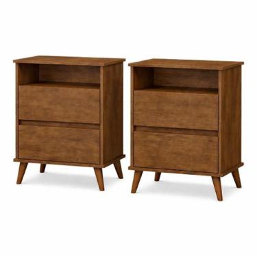 Imagem de Kit 2 Mesas Cabeceira Ônix Gaveta Nicho Estilo Retrô Moderno Quarto Ca