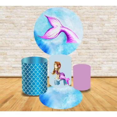 Imagem de Kit Decoração Mini Table  Sereia Cauda Aquarelada Lilas - Fabrika de F