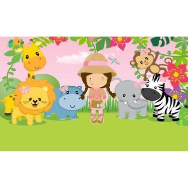 Imagem de Painel De Lona Safari Menina - Fabrika de Festa, 150x100cm